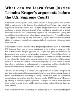 What Can We Learn from Justice Leondra Kruger's Arguments Before