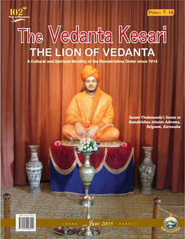 THE LION of VEDANTA a Cultural and Spiritual Monthly of the Ramakrishna Order Since 1914