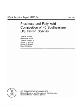 Proximate and Fatty Acid Composition of 40 Southeastern U.S. Finfish Species