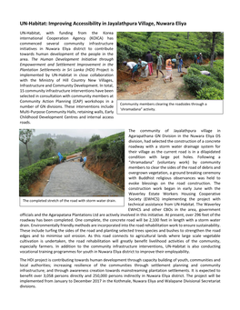 Improving Accessibility in Jayalathpura Village, Nuwara Eliya
