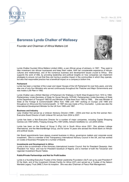 Baroness Lynda Chalker of Wallasey