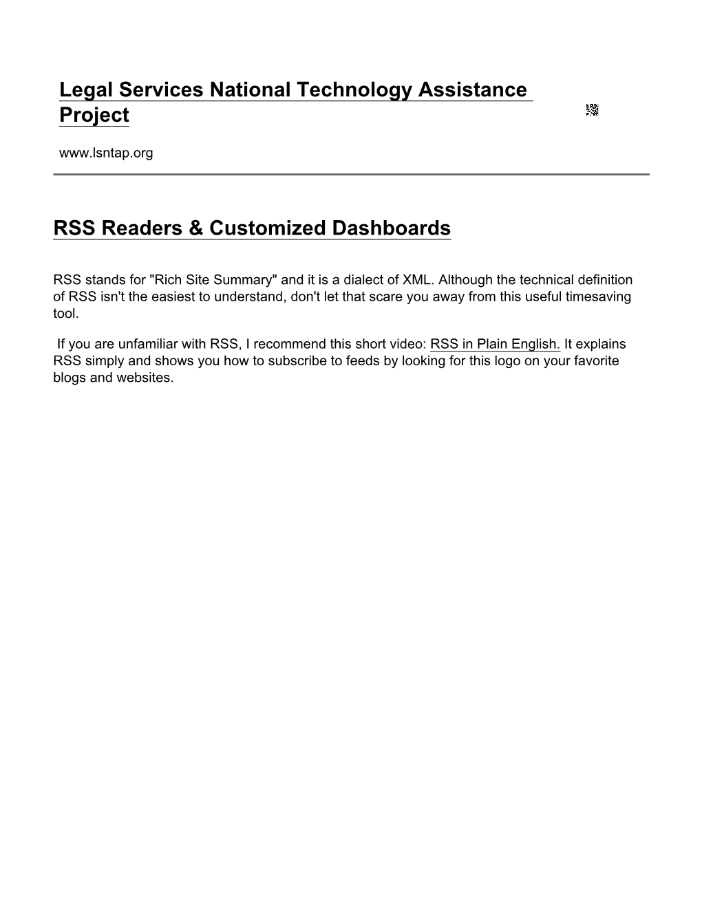 RSS Readers & Customized Dashboards