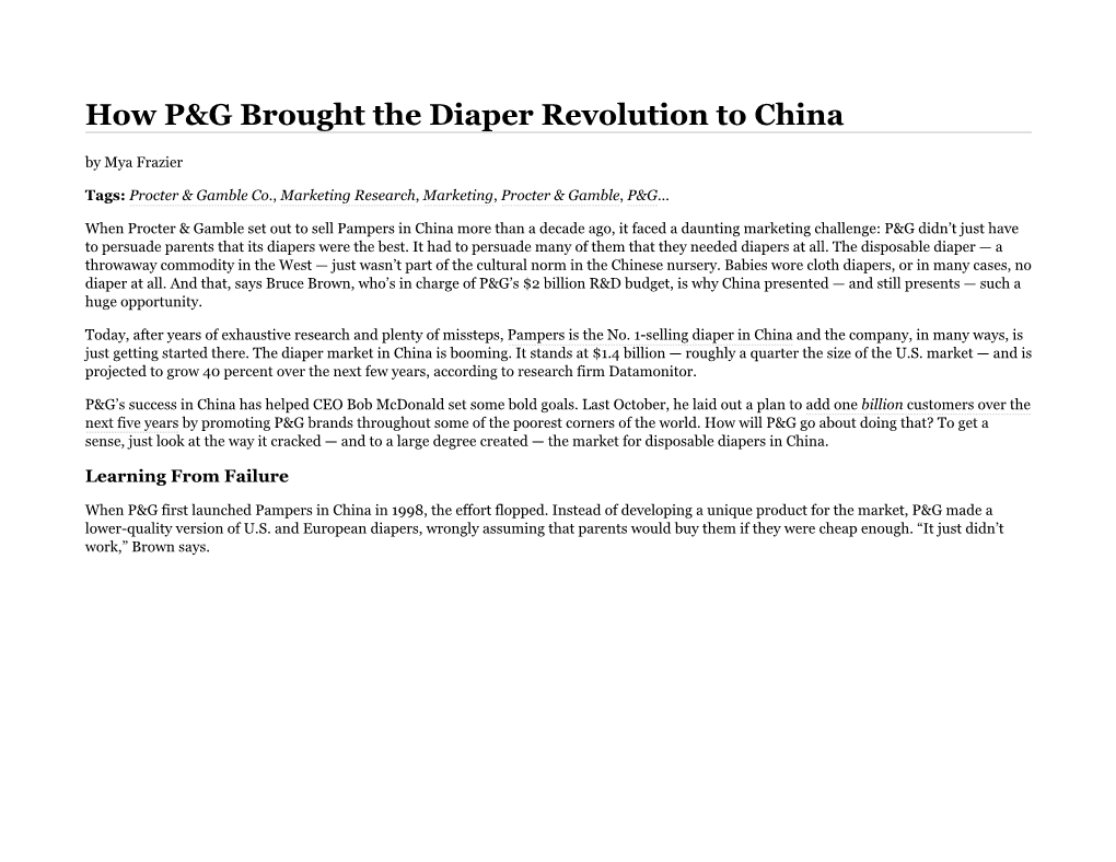 How P&G Brought the Diaper Revolution to China