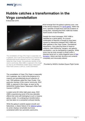 Hubble Catches a Transformation in the Virgo Constellation 9 December 2016