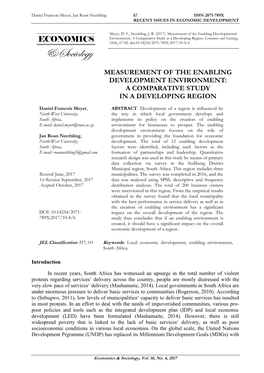 Measurement of the Enabling Development Environment: a Comparative Study in a Developing Region
