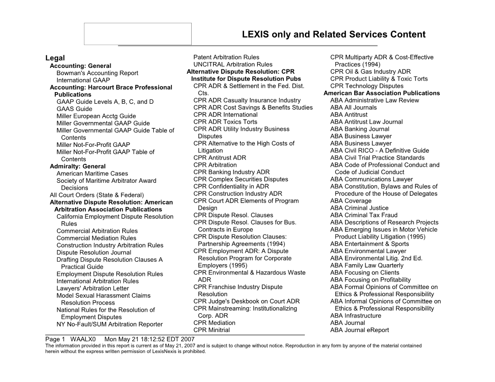 LEXIS Only and Related Services Content