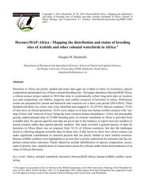 Heronrymap:Africa - Mapping the Distribution and Status of Breeding Sites of Ardeids and Other Colonial Waterbirds in Africa