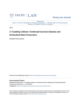 Overbroad Coercion Statutes and Unchecked State Prosecutors