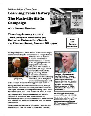 Learning from History the Nashville Sit-In Campaign with Joanne Sheehan