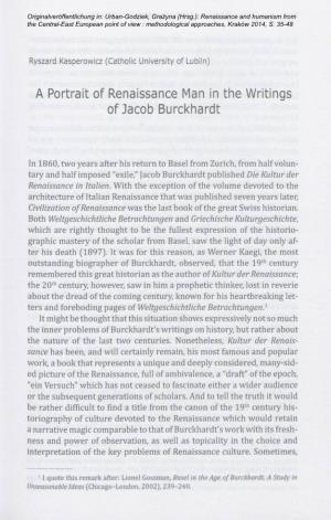 A Portrait of Renaissance Man in the Writings of Jacob Burckhardt