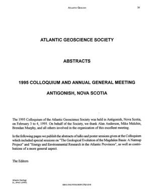 Atlantic Geoscience Society Abstracts 1995 Colloquium