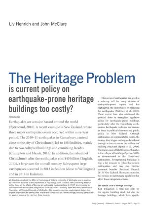 The Heritage Problem: Is Current Policy on Earthquake-Prone