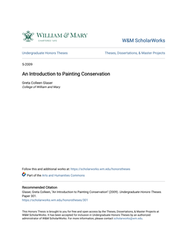 An Introduction to Painting Conservation