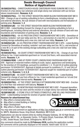 Swale Borough Council Notice of Applications