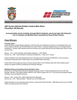 J&P Cycles Ultimate Builder Custom Bike Show Cleveland, OH Results