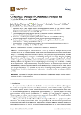 Conceptual Design of Operation Strategies for Hybrid Electric Aircraft