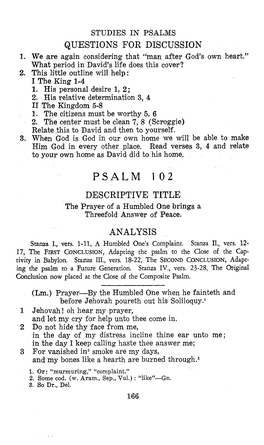 Psalms Questions for Discussion 1