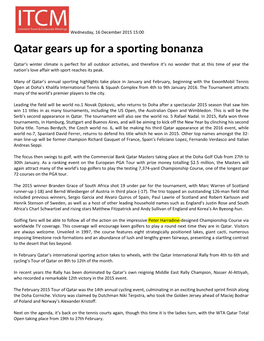 Qatar Gears up for a Sporting Bonanza