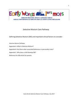 Selective Mutism Care Pathway