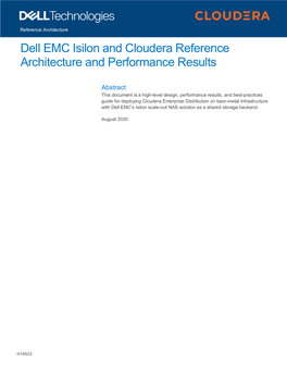 Dell EMC Isilon and Cloudera Reference Architecture and Performance Results