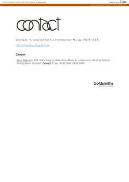 A Journal for Contemporary Music (1971-1988)