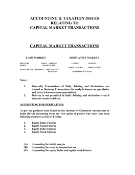 Accounting for Cash Market Transactions
