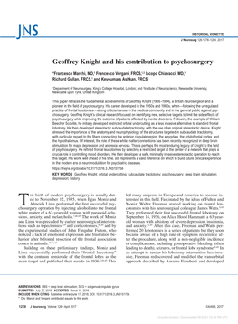 Geoffrey Knight and His Contribution to Psychosurgery