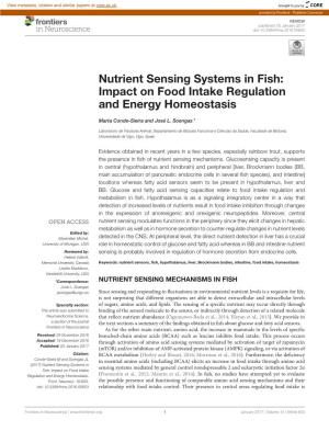 Nutrient Sensing Systems in Fish: Impact on Food Intake Regulation and Energy Homeostasis