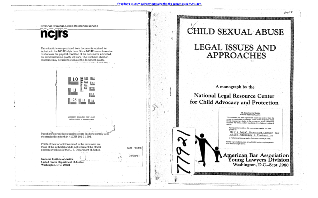 Child Sexual Abuse Legal Issues and Approaches