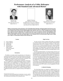 Performance Analysis of a Utility Helicopter with Standard and Advanced Rotors