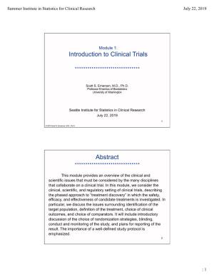 Introduction to Clinical Trials Abstract