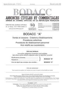 PROCÉDURES DE SAUVEGARDE DES ENTREPRISES (Décret No 2005-1677 Du 28 Décembre 2005)