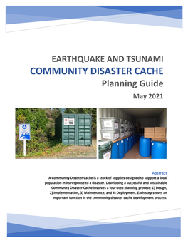 Earthquake and Tsunami Community Disaster Cache Planning Guide