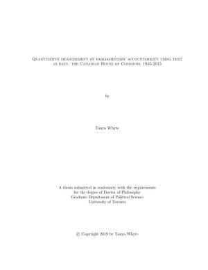 Quantitative Measurement of Parliamentary Accountability Using Text As Data: the Canadian House of Commons, 1945-2015 by Tanya W