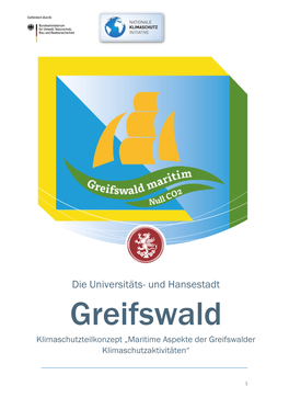 Klimaschutzteilkonzept „Maritime Aspekte Der Greifswalder Klimaschutzaktivitäten“