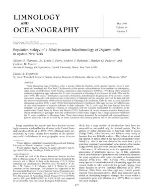 Paleolimnology of Daphnia Exilis in Upstate New York