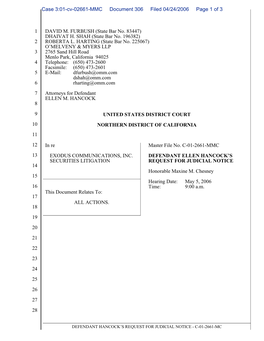 In Re: Exodus Communications Inc. Securities Litigation 01-CV-2661