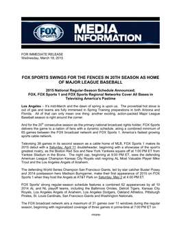Fox Sports Swings for the Fences in 20Th Season As Home of Major League Baseball