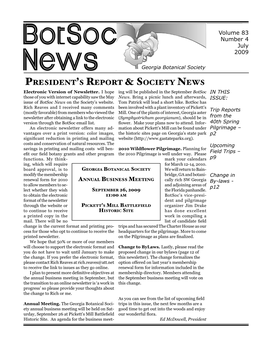 President's Report & Society News