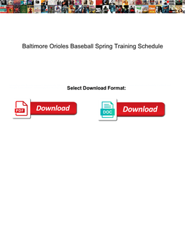 Baltimore Orioles Baseball Spring Training Schedule