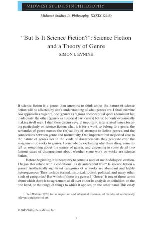 Science Fiction and a Theory of Genre SIMON J