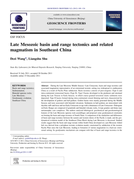 Late Mesozoic Basin and Range Tectonics and Related Magmatism in Southeast China