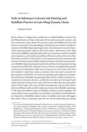 Literary Ink Painting and Buddhist Practice in Late Ming Dynasty China