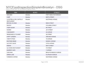 DSG Based on DOHMH New York City Restaurant Inspection Results