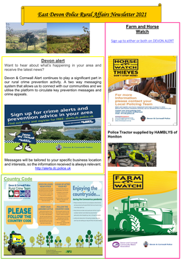 East Devon Police Rural Affairs Newsletter 2021 Download 754.68KB