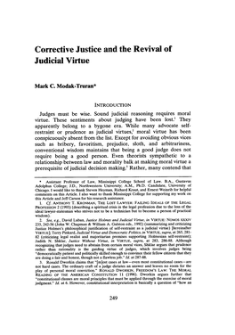 Corrective Justice and the Revival of Judicial Virtue