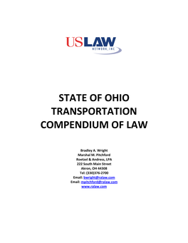 State of Ohio Transportation Compendium of Law