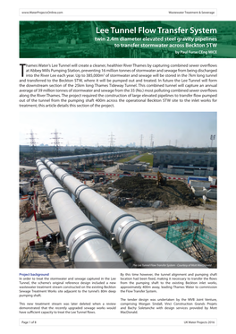 Lee Tunnel Flow Transfer System Twin 2.4M Diameter Elevated Steel Gravity Pipelines to Transfer Stormwater Across Beckton STW by Paul Furse Ceng MICE