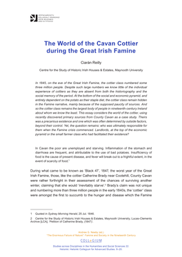 The World of the Cavan Cottier During the Great Irish Famine