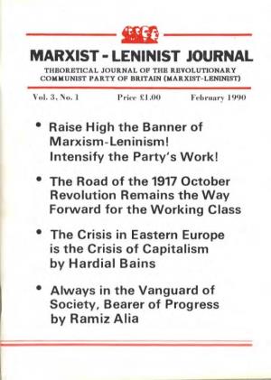 Marxist- Lenin 1St Journal Theoretical Journal of the Revolutionary Communist Party of Britain (Marxist-Leninist)